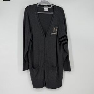 Harry Potter Hogwarts Cardigan Sweater Size 2X Dark Gray Embroidered Knit